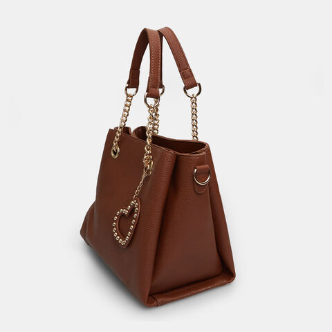 Bolso shopper de mujer con colgante de corazón, Piel Bolso shopper de mujer con colgante de corazón, Piel